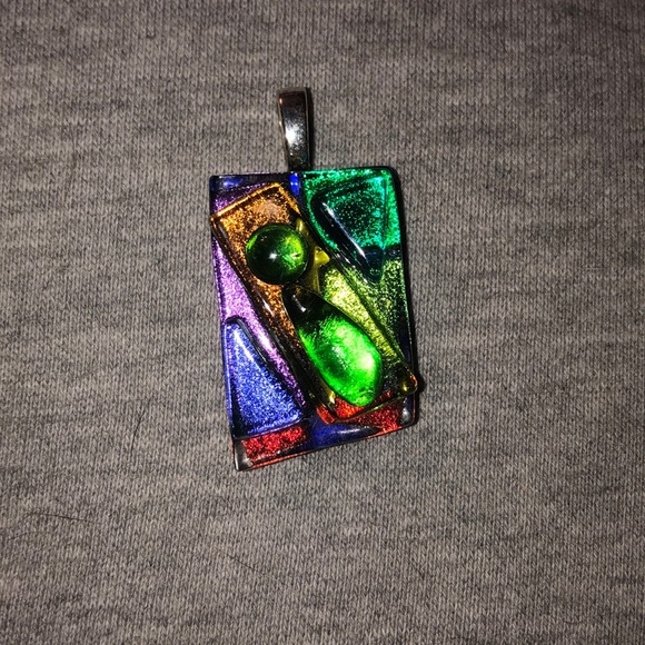 Artisan Jewelry - Multiple Color layered Glass pendant